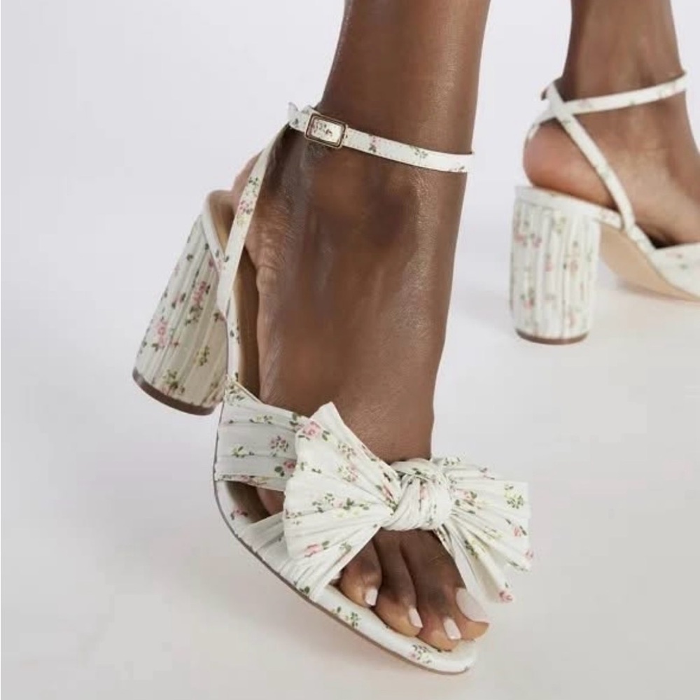 Floral Chiffon Block Heels - Picture 7 of 9
